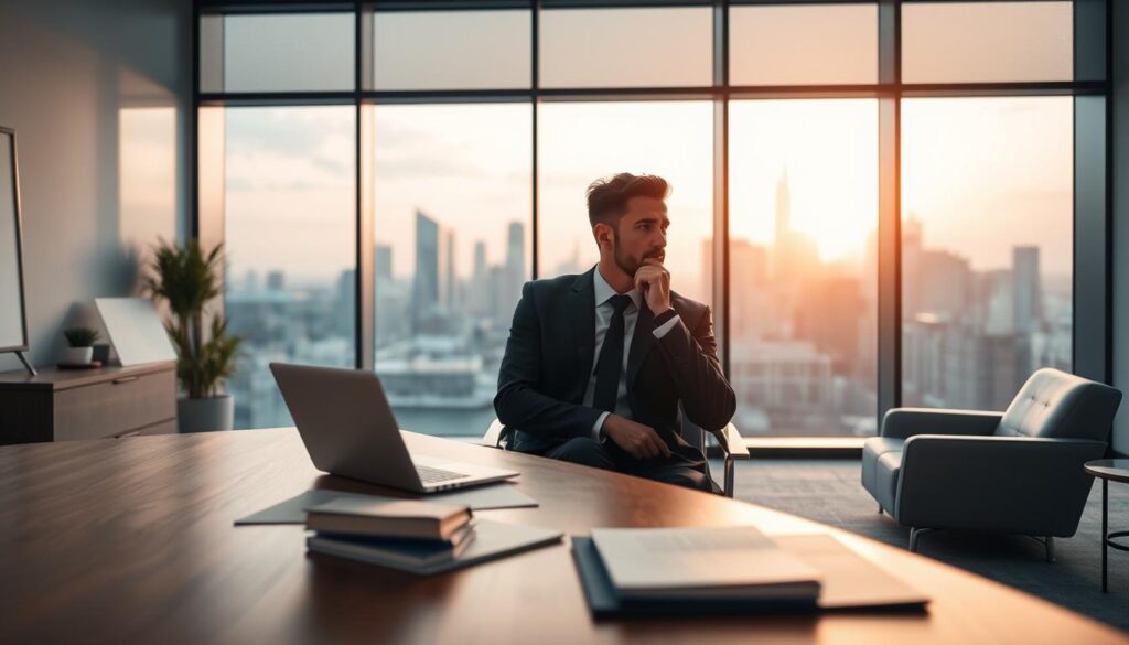 A modern corporate office setting, with sleek and minimalist furniture and decor. A large window in the background offers a view of a bustling city skyline, bathed in the warm glow of the setting sun. In the foreground, a wooden desk with a laptop, some folders, and a thoughtful-looking businessperson sitting in a comfortable chair, deep in contemplation. The lighting is soft and diffused, creating a sense of tranquility and focus. The color palette is predominantly neutral, with accents of blues and grays, evoking a professional and sophisticated atmosphere. An air of thoughtful consideration pervades the scene, reflecting the "Wprowadzenie do zmian w prawie i podatkach" theme. A modern corporate office setting, with sleek and minimalist furniture and decor. A large window in the background offers a view of a bustling city skyline, bathed in the warm glow of the setting sun. In the foreground, a wooden desk with a laptop, some folders, and a thoughtful-looking businessperson sitting in a comfortable chair, deep in contemplation. The lighting is soft and diffused, creating a sense of tranquility and focus. The color palette is predominantly neutral, with accents of blues and grays, evoking a professional and sophisticated atmosphere. An air of thoughtful consideration pervades the scene, reflecting the "Wprowadzenie do zmian w prawie i podatkach" theme.